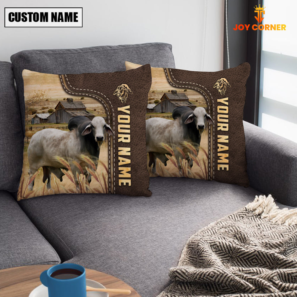 Brahman Custom Name Leather Pattern Pillow Case