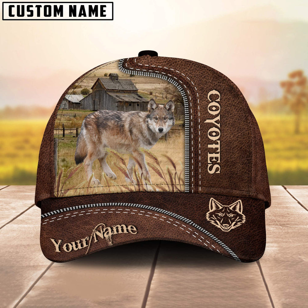 Coyotes Customized Name Leather Pattern Cap
