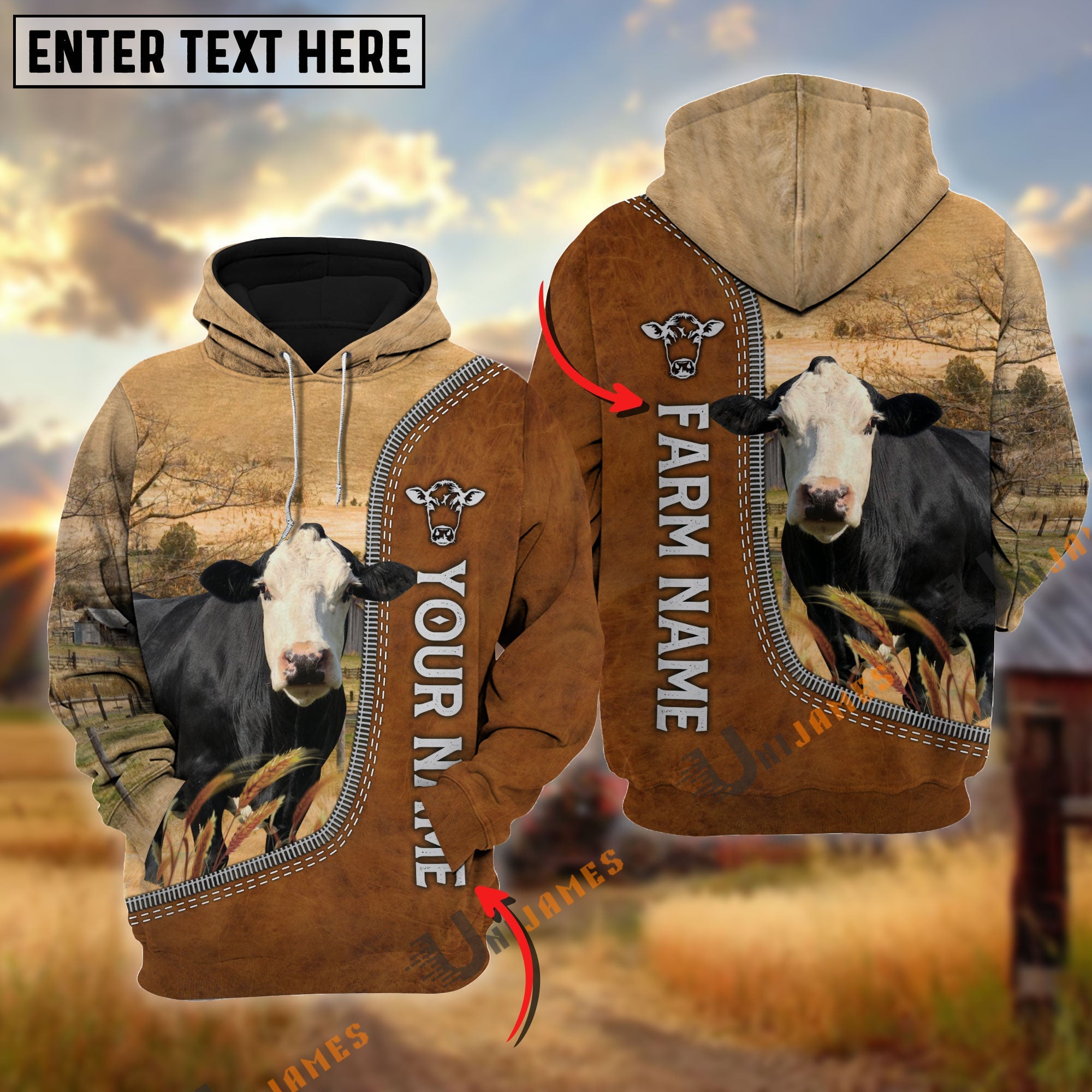 Black Baldy Farming Happiness Personalized Name 3D Hoodie