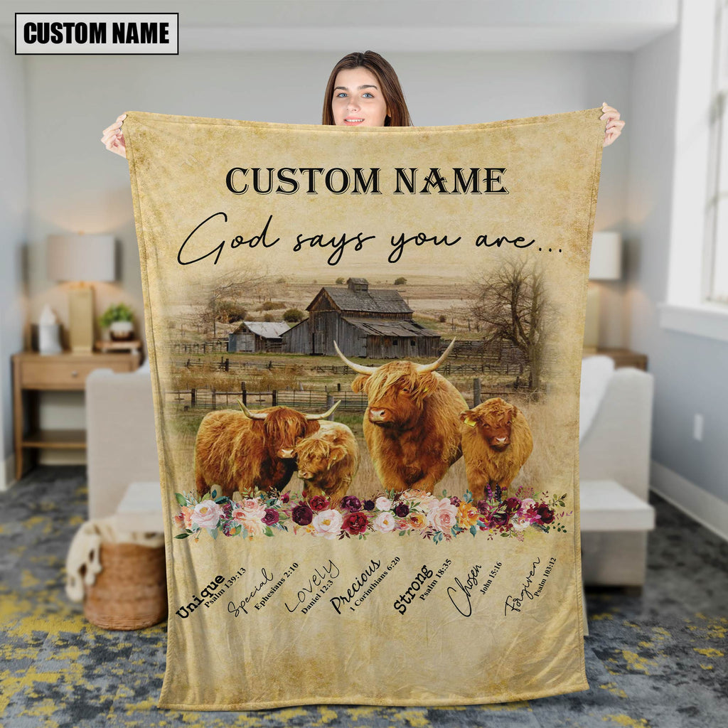 God Says You Are - Personalized Name Miniature Highland Blanket