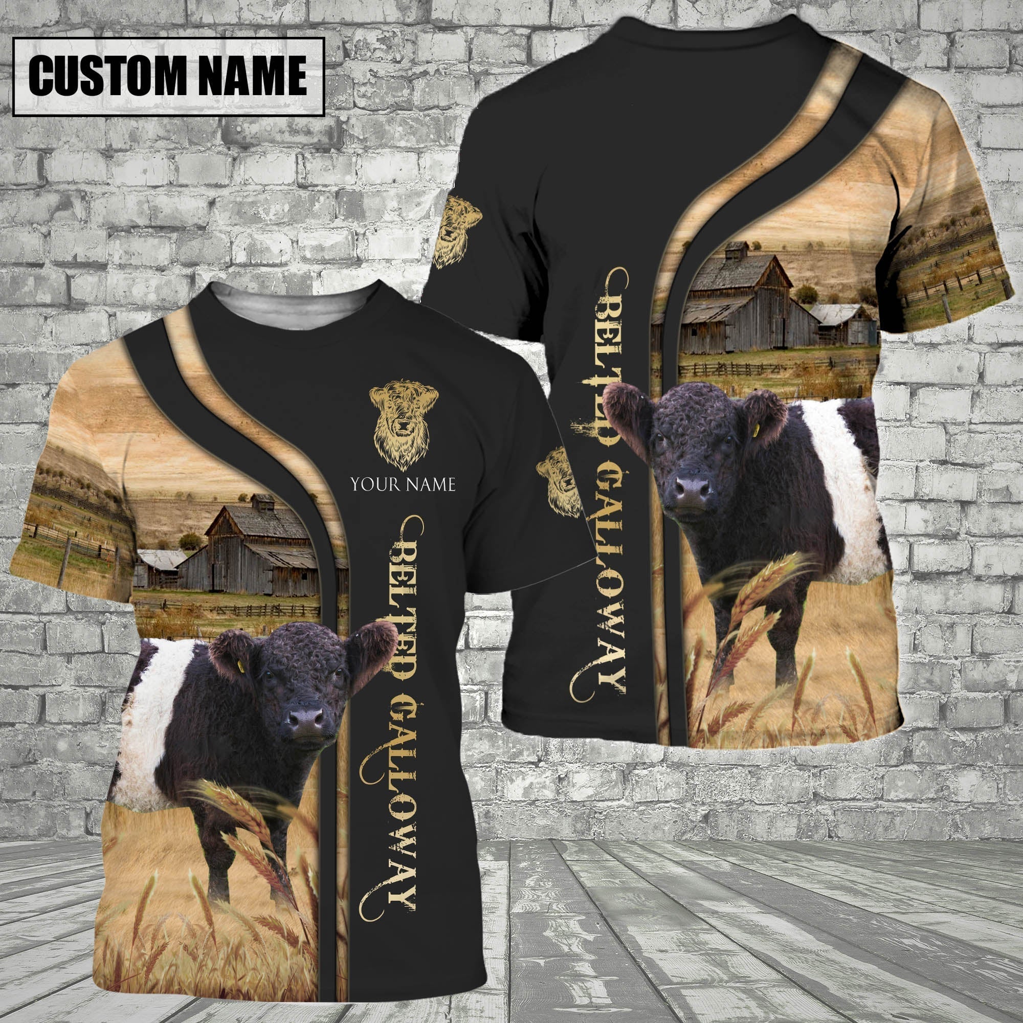 Customized Name Name Belted Galloway On The Farm 3D T - Shirt 2023