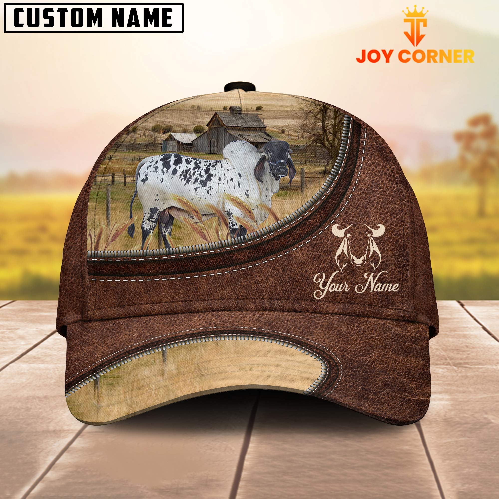Sardo Negro On The Farm Customized Name Leather Pattern Cap
