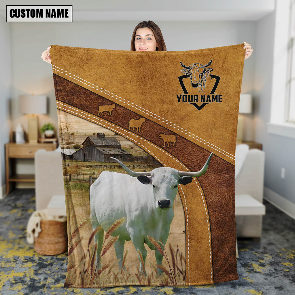 Personalized Name British White Park Brownie Background Blanket