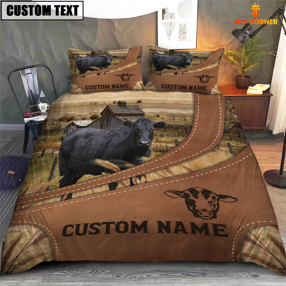 Custom Name Black Angus On Farm Bedding Set