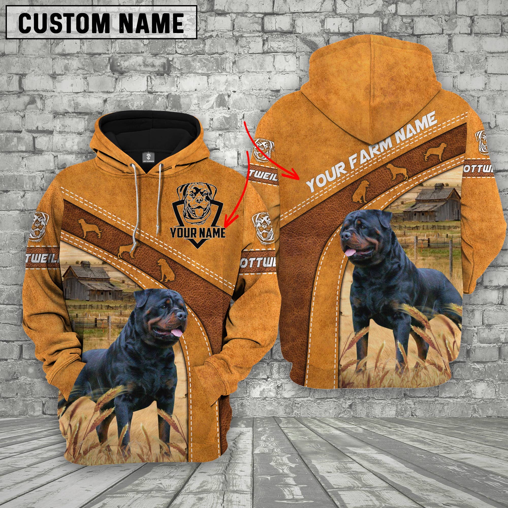 Rottweiler Custom Name Printed 3D Hoodie