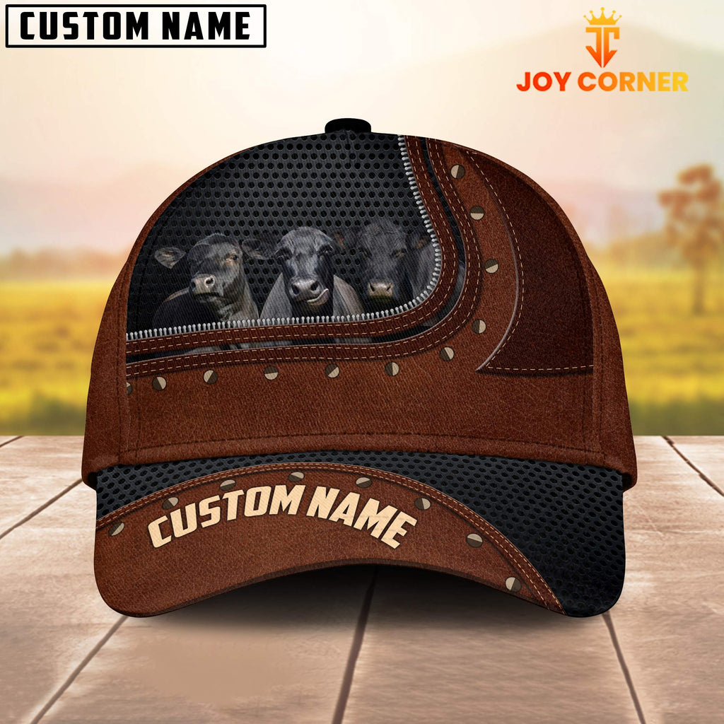 Black Angus Happiness Zipper Pattern Customized Name Cap