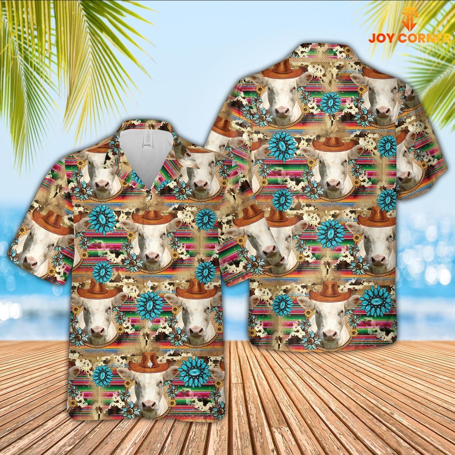 Charolais Cowboy Pattern 3D Hawaiian Shirt