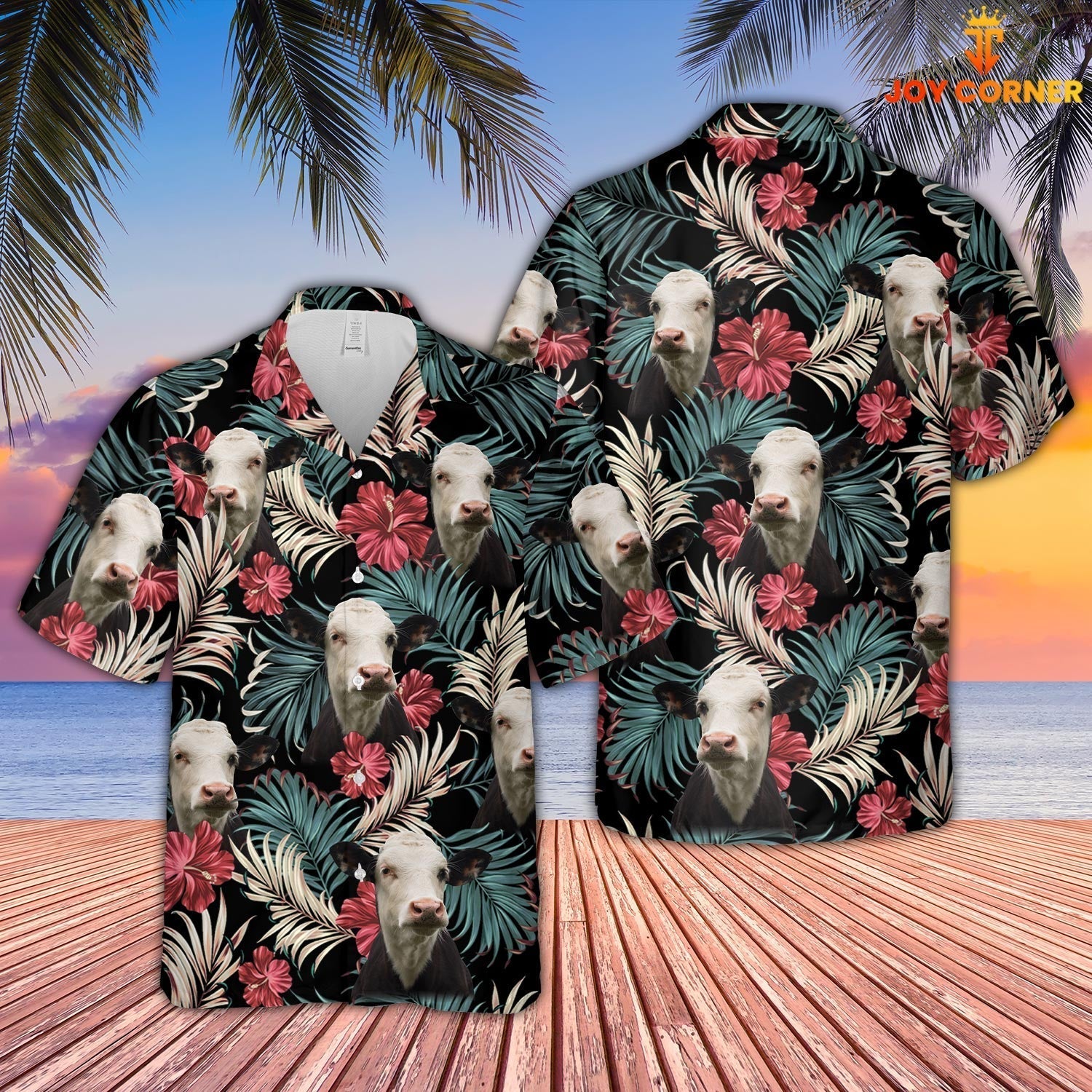 Black Baldy Dark Red Flowers Pattern Hawaiian Shirt