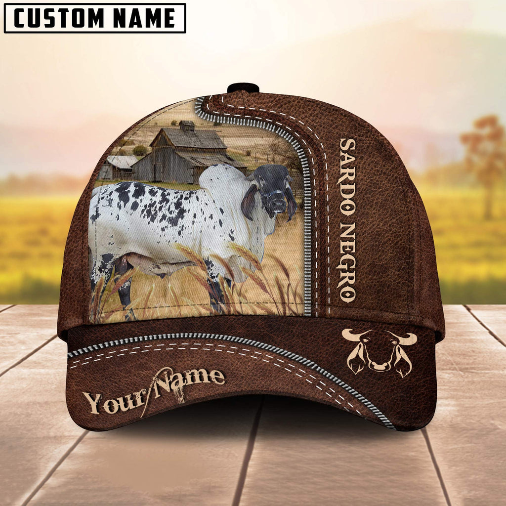 Sardo Negro Customized Name Leather Pattern Cap