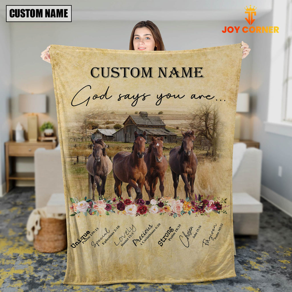 God Says You Are - Personalized Name Horse Blanket