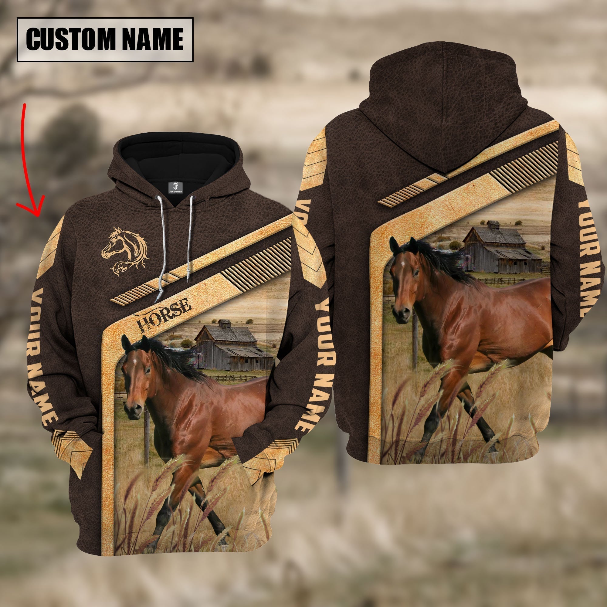 Horse On The Meadow Custom Name Hoodie