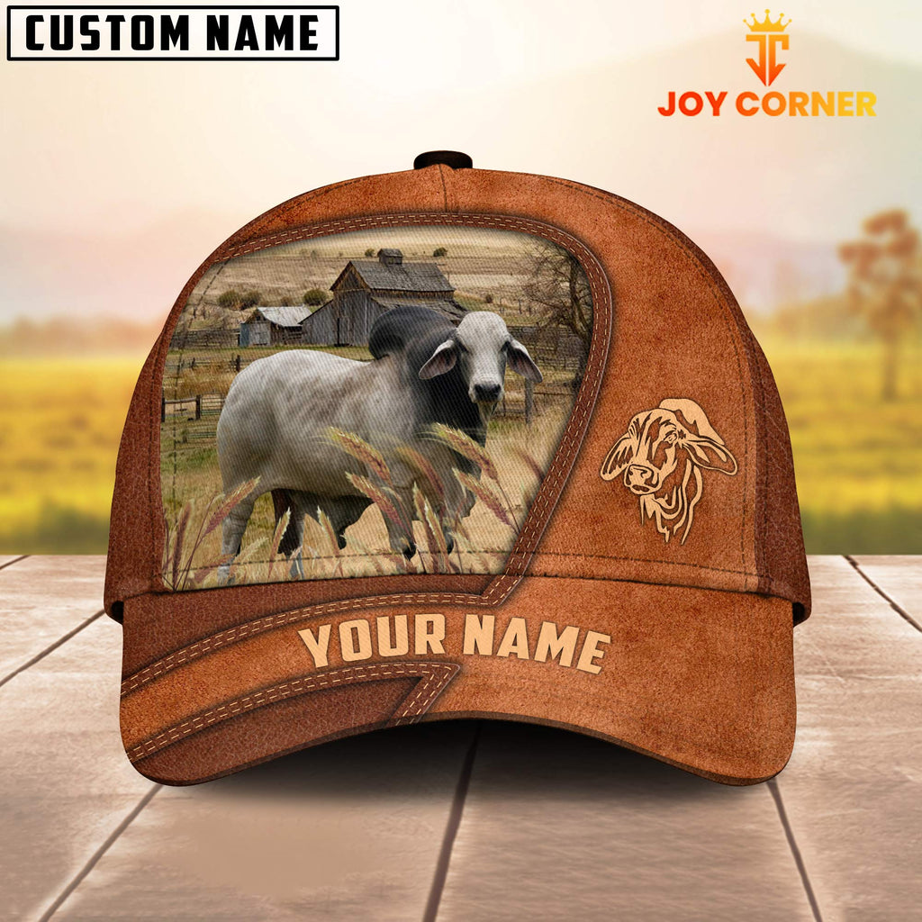 Brahman Customized Name Brown Leather Pattern Cap