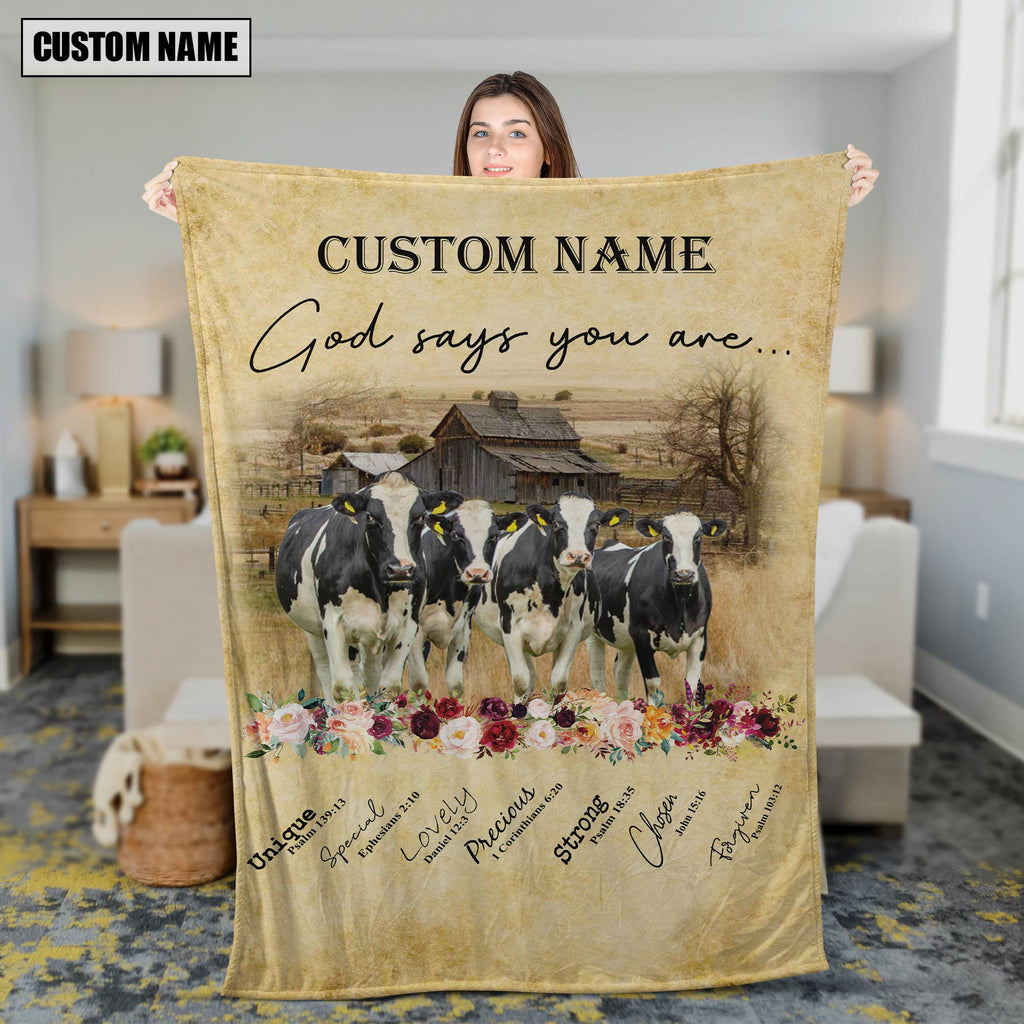 God Says You Are - Personalized Name Holstein Blanket