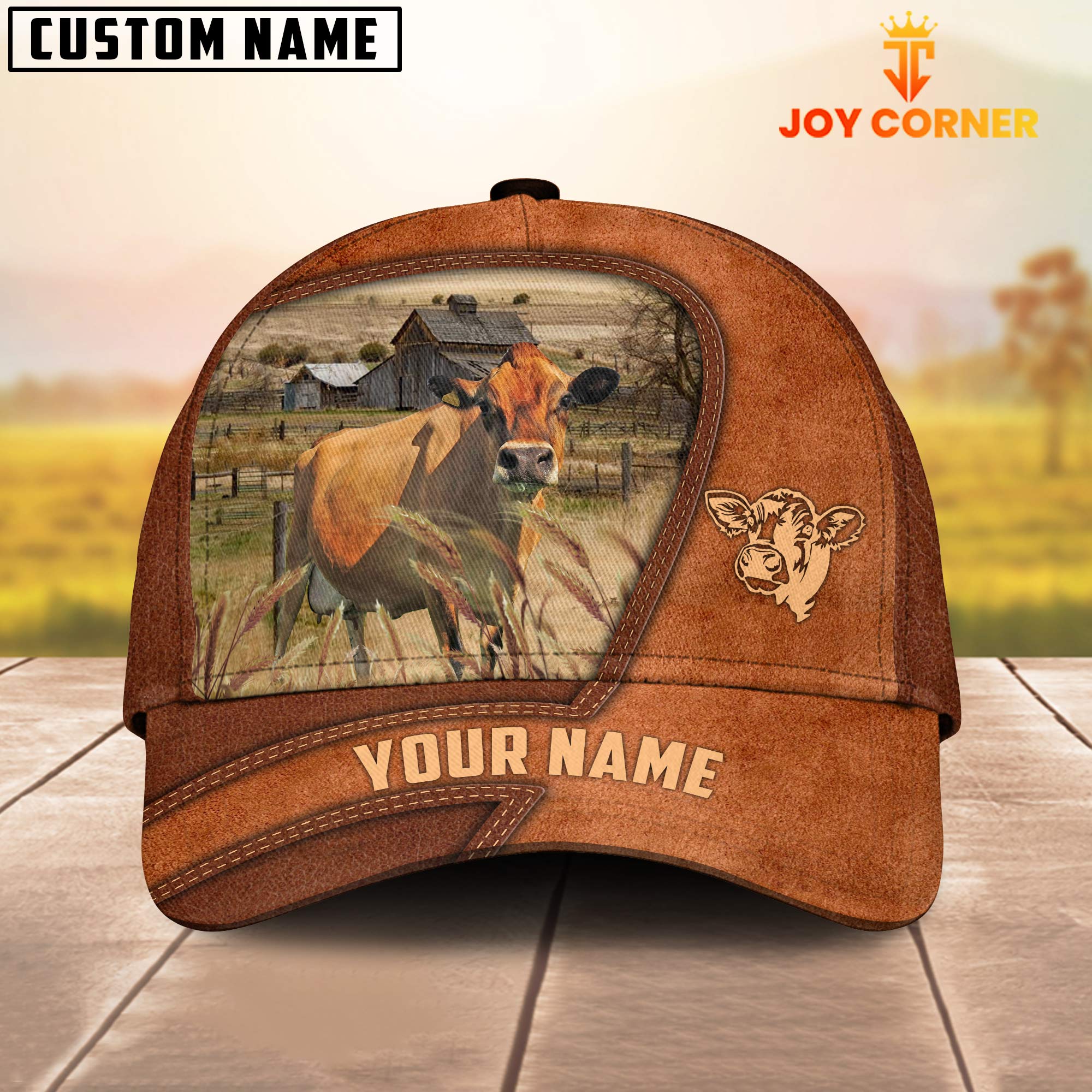 Jersey Customized Name Brown Leather Pattern Cap