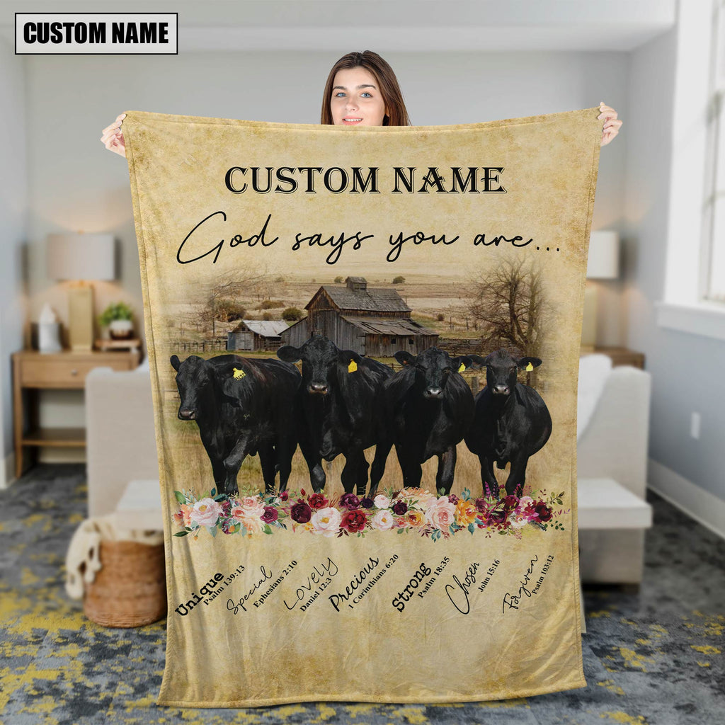 God Says You Are - Personalized Name Brangus Blanket
