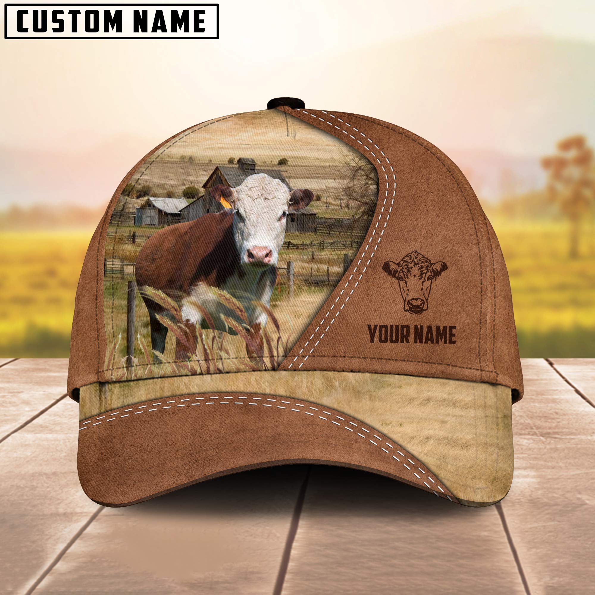 Hereford Customized Name Brown Cap