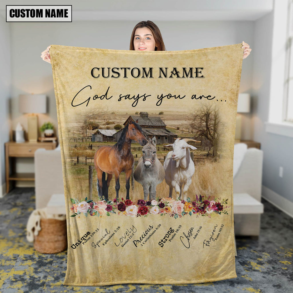 God Says You Are - Personalized Name Horse, Donkey , Goat Blanket