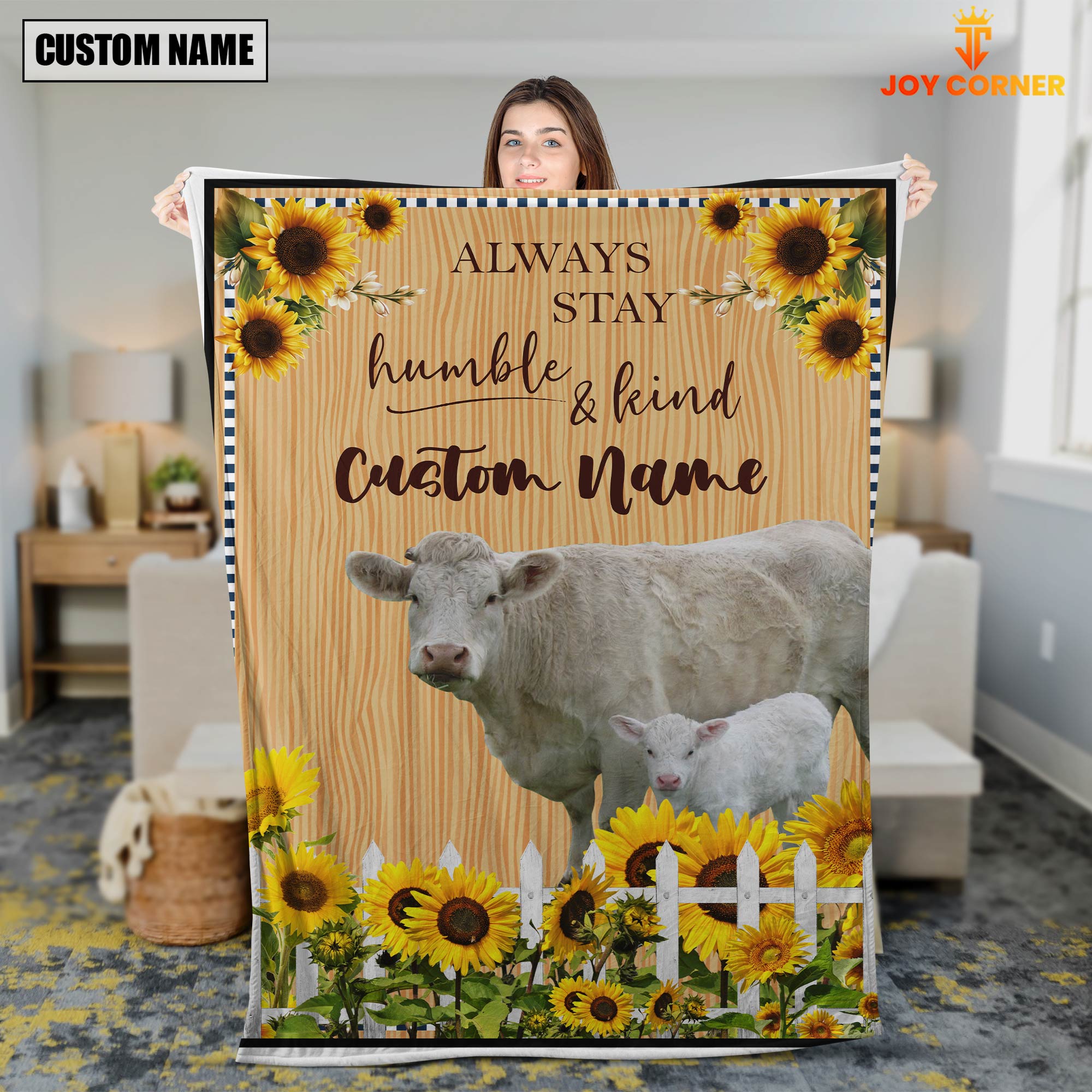 Charolais Custom Name - Always Stay Humble and Kind Blanket