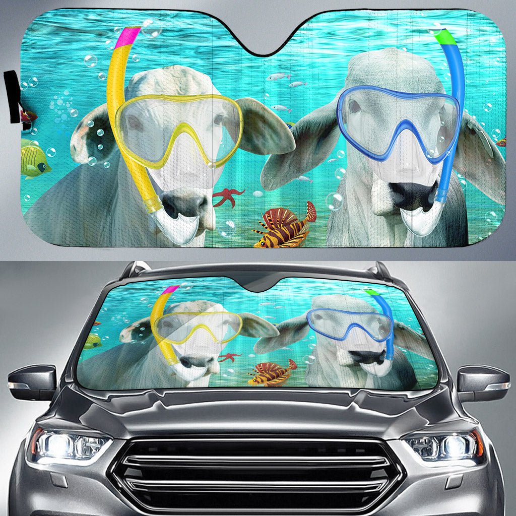 Brahman Cattle Diving All Over Printed 3D Sun Shade
