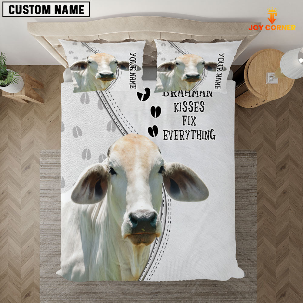 Brahman Cattle Kisses Fix Everything Custom Name Bedding Set