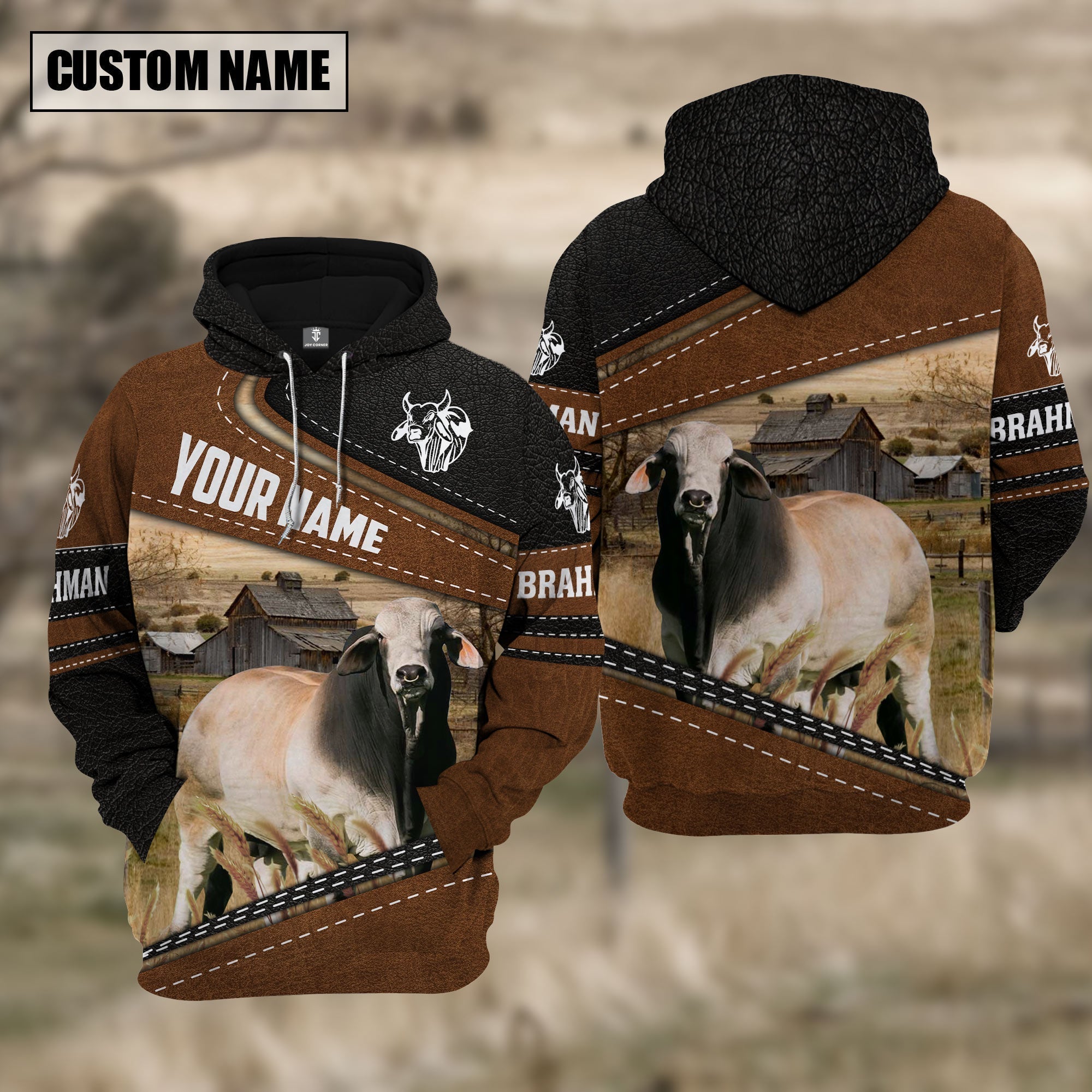 Brahman Cattle Leather Farm Personalized 3D Hoodie