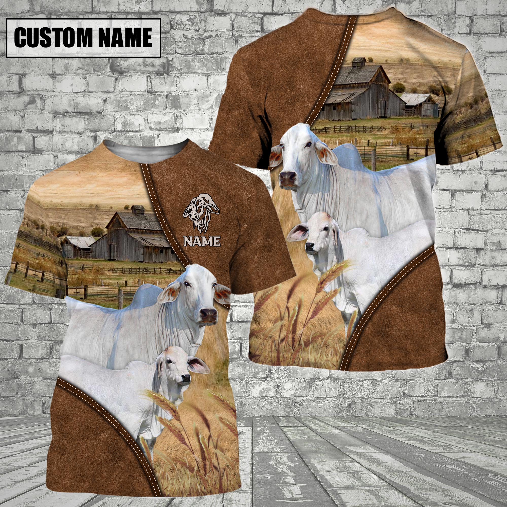 Brahman Barn Farm Customized Name 3D T-Shirt