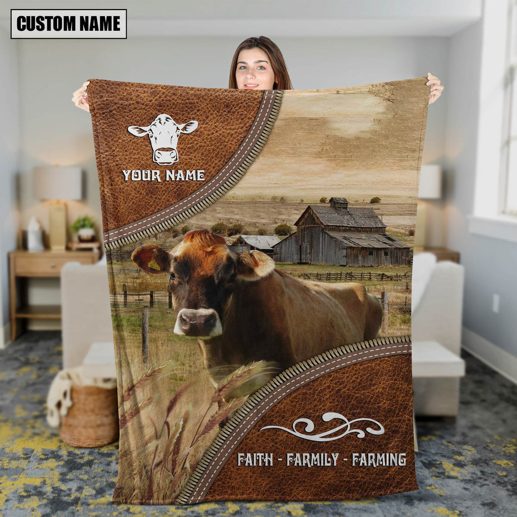 Personalized Name Jersey Faith Family Farming Blanket