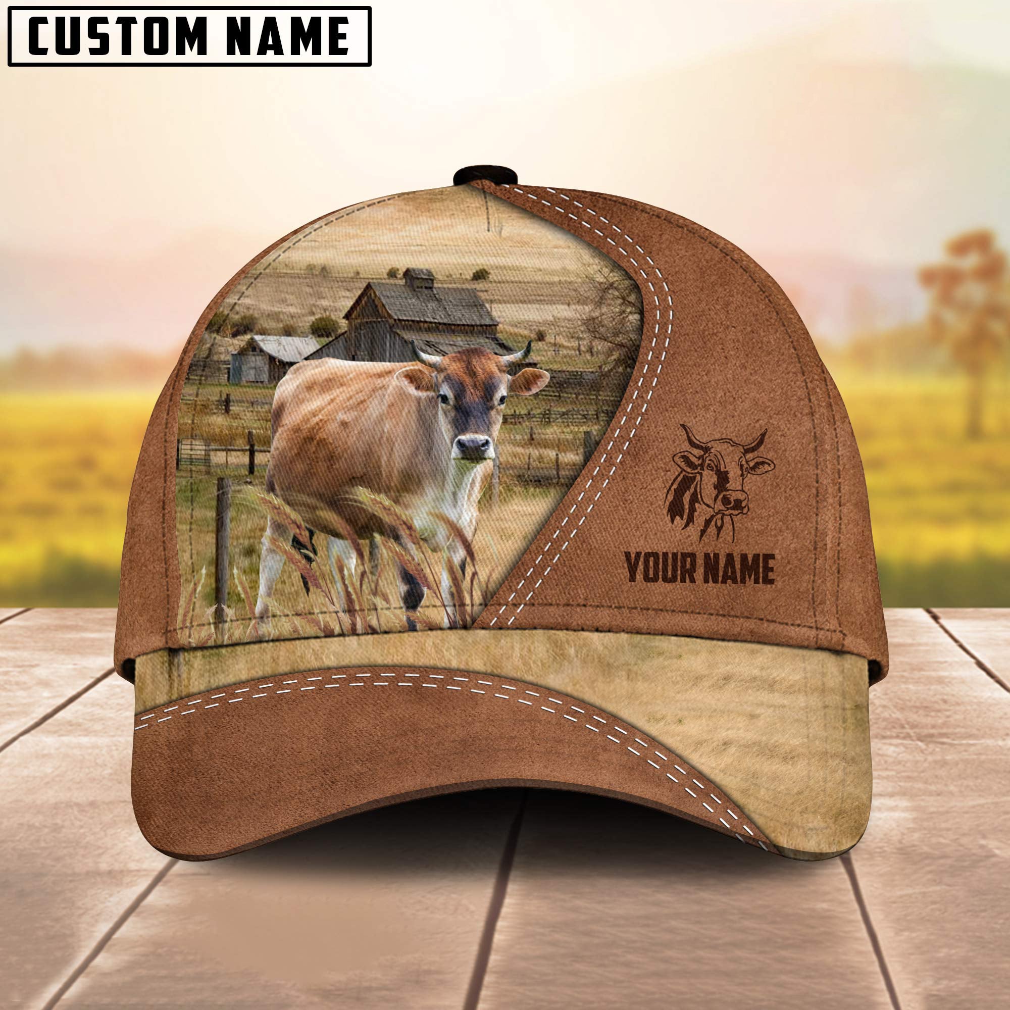 Brown Swiss Customized Name Brown Cap