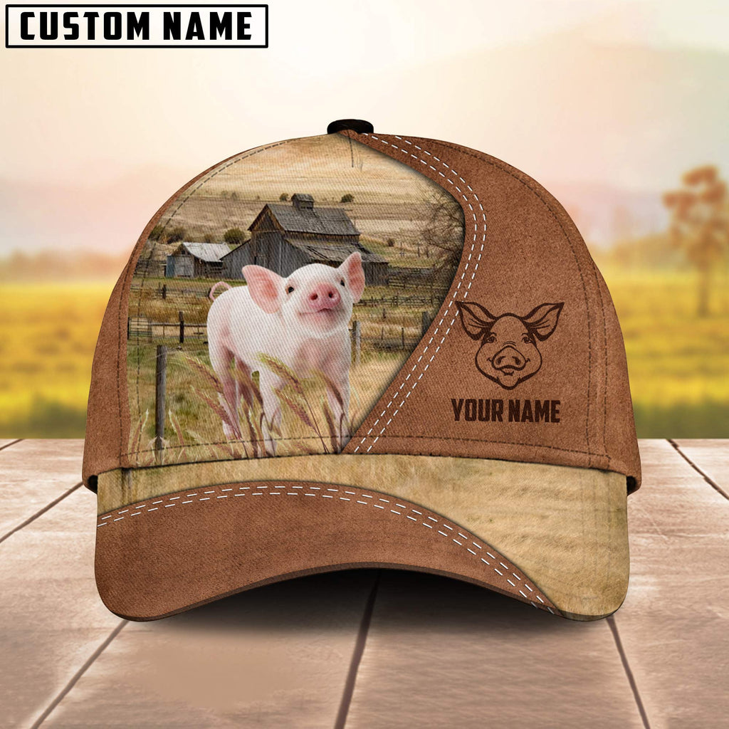 Pig Customized Name Brown Cap