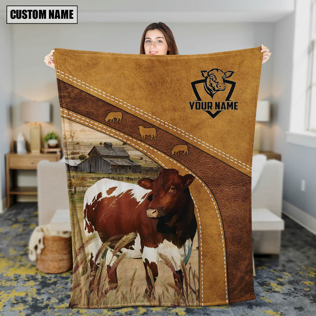 Personalized Name Pinzgauer Cattle Brownie Background Blanket