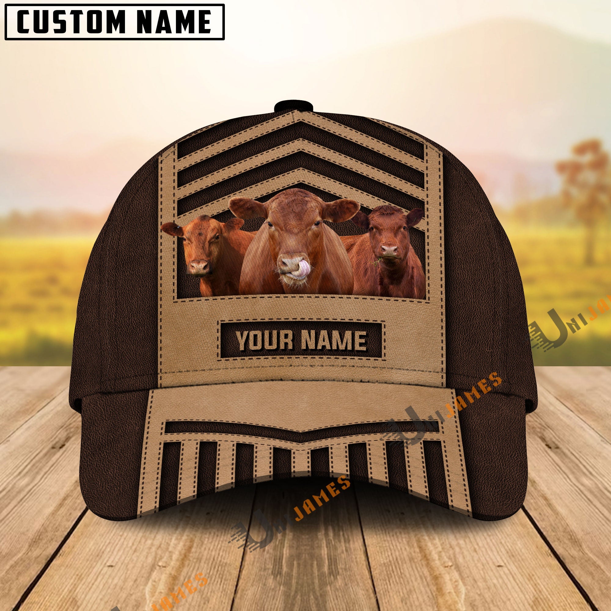 Red Angus Happiness Window Personalized Name 3D Cap