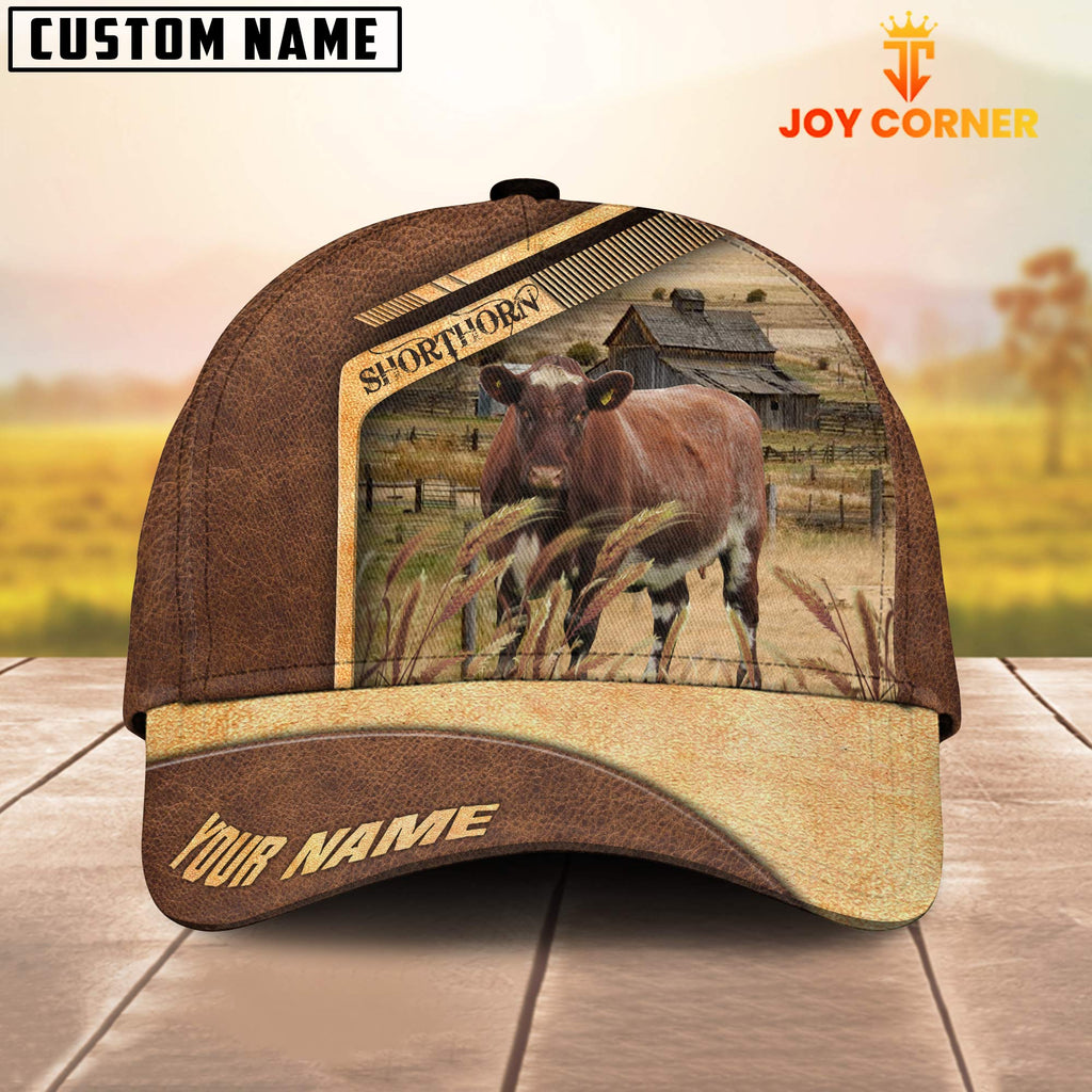 Shorthorn Cattle Customized Name Brown Farm Cap