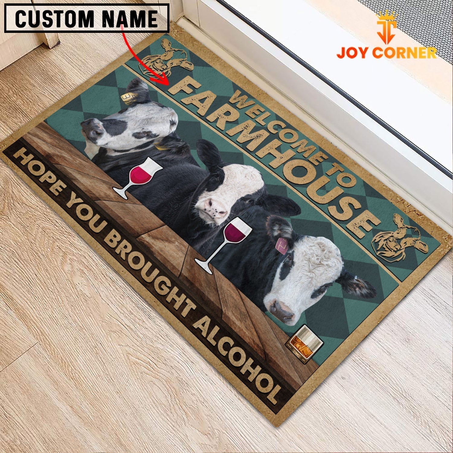 Black Baldy Hope You Bought Alcohol Custom Name Doormat