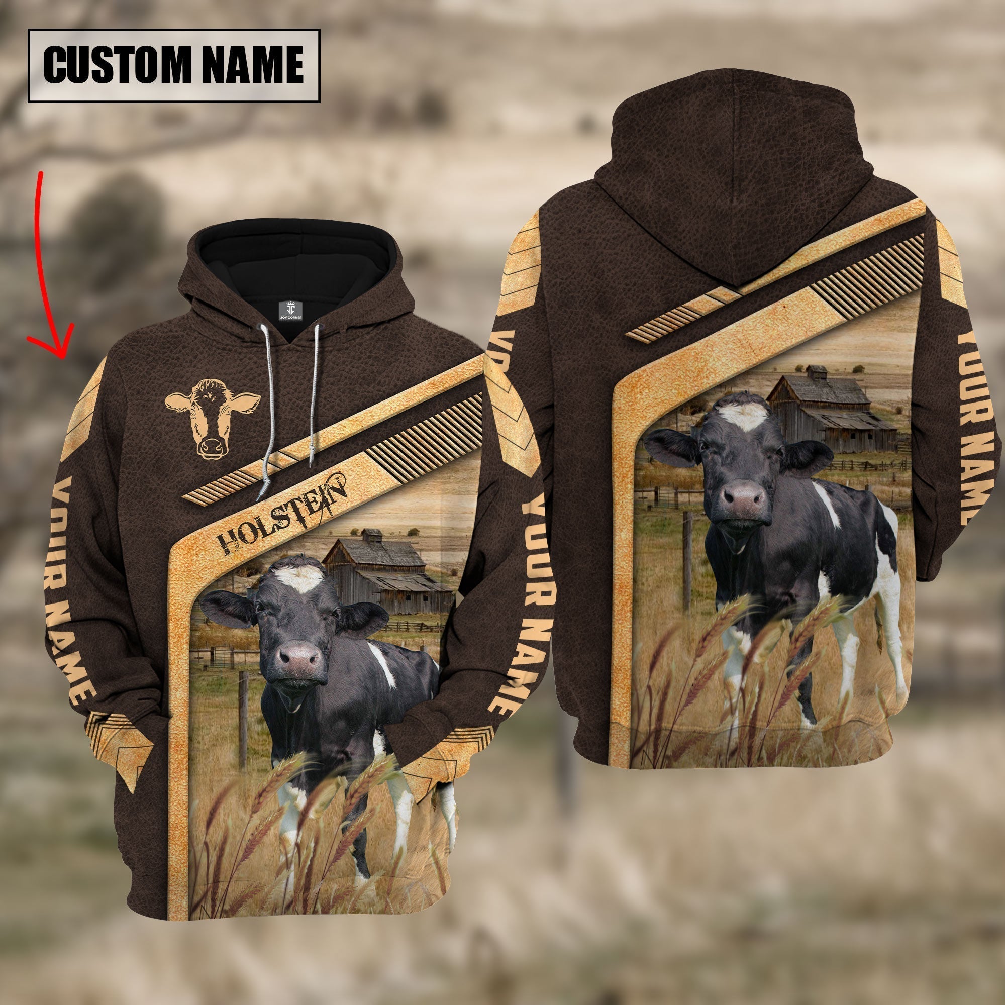 Holstein On The Meadow Custom Name Hoodie