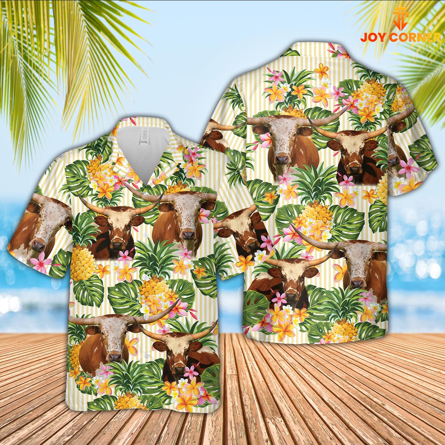 Texas Longhorn Pineapple Pattern Hawaiian Shirt