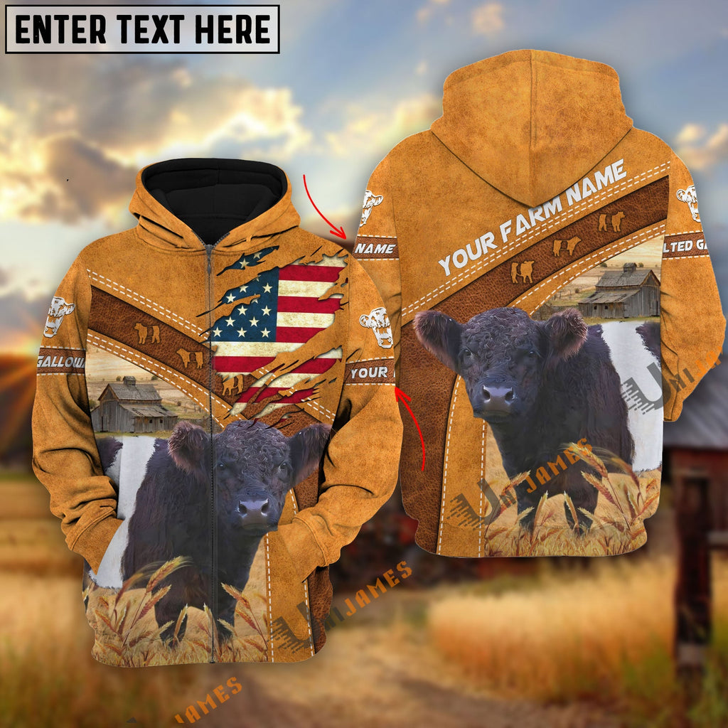 Personalized Name 3D Belted Galloway Flag Hoodie