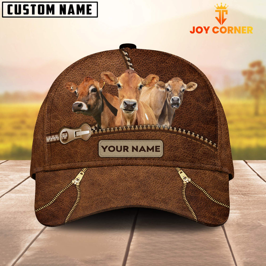 Jersey Cattle Zipper Pattern Customized Name Cap