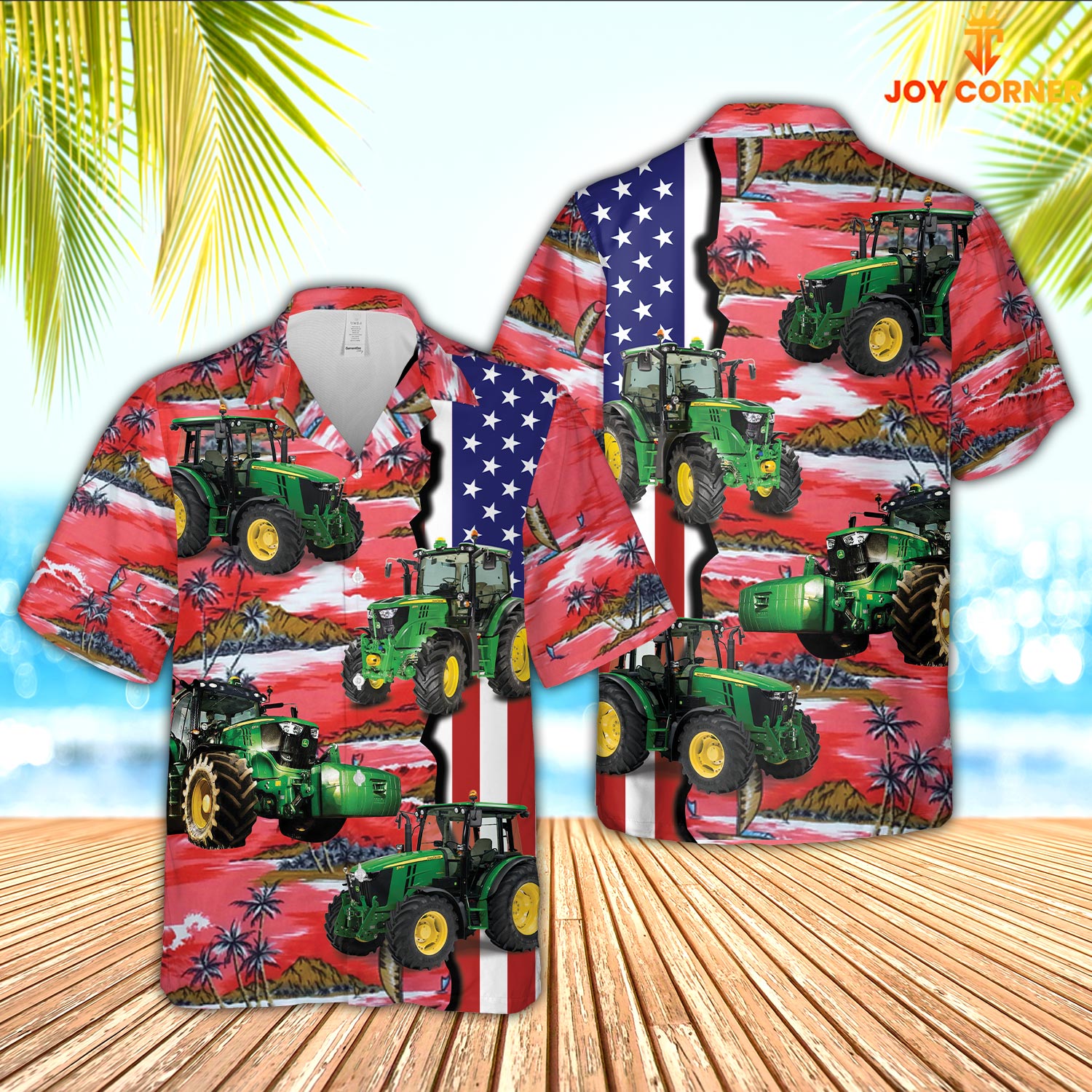 Unique Tractor American Flag Farming 3D Hawaiian Shirt