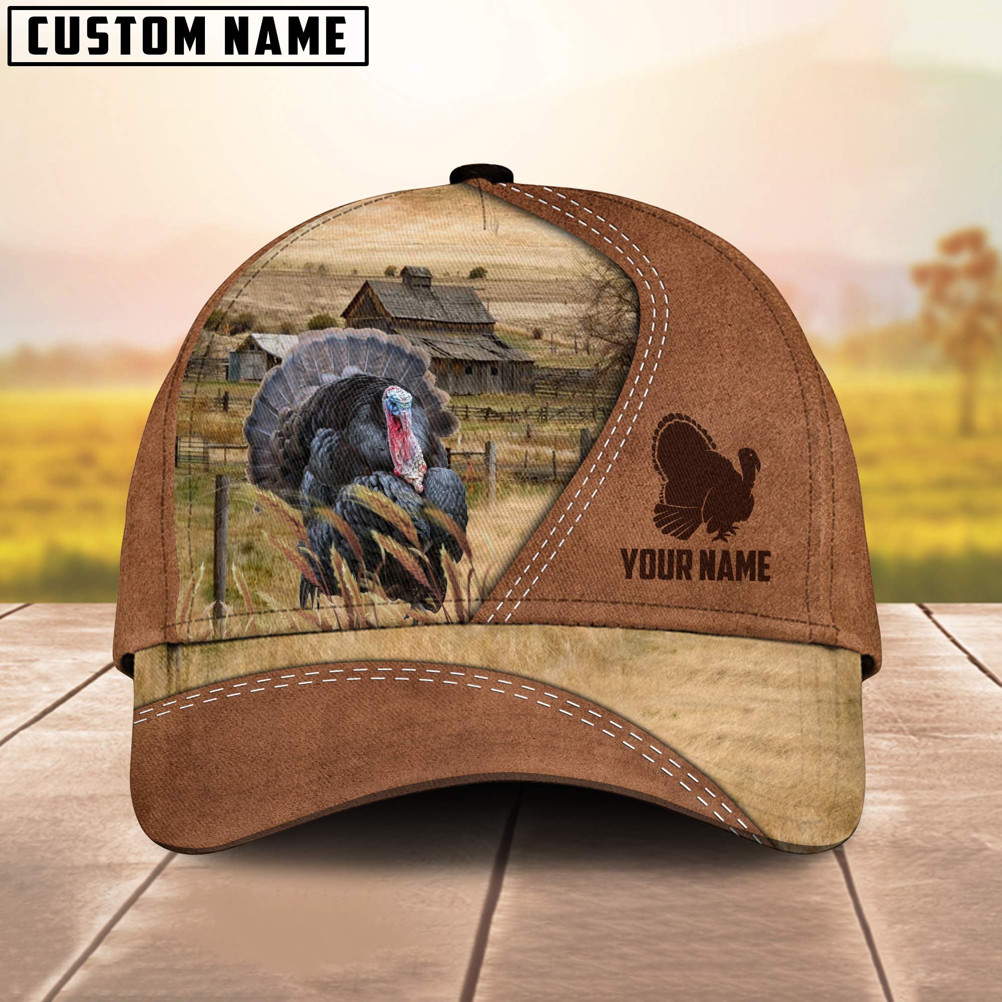 Custom Name Turkey Brown Cap