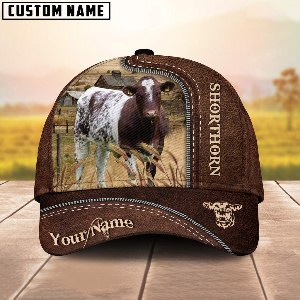 Shorthorn Customized Name Leather Pattern Cap