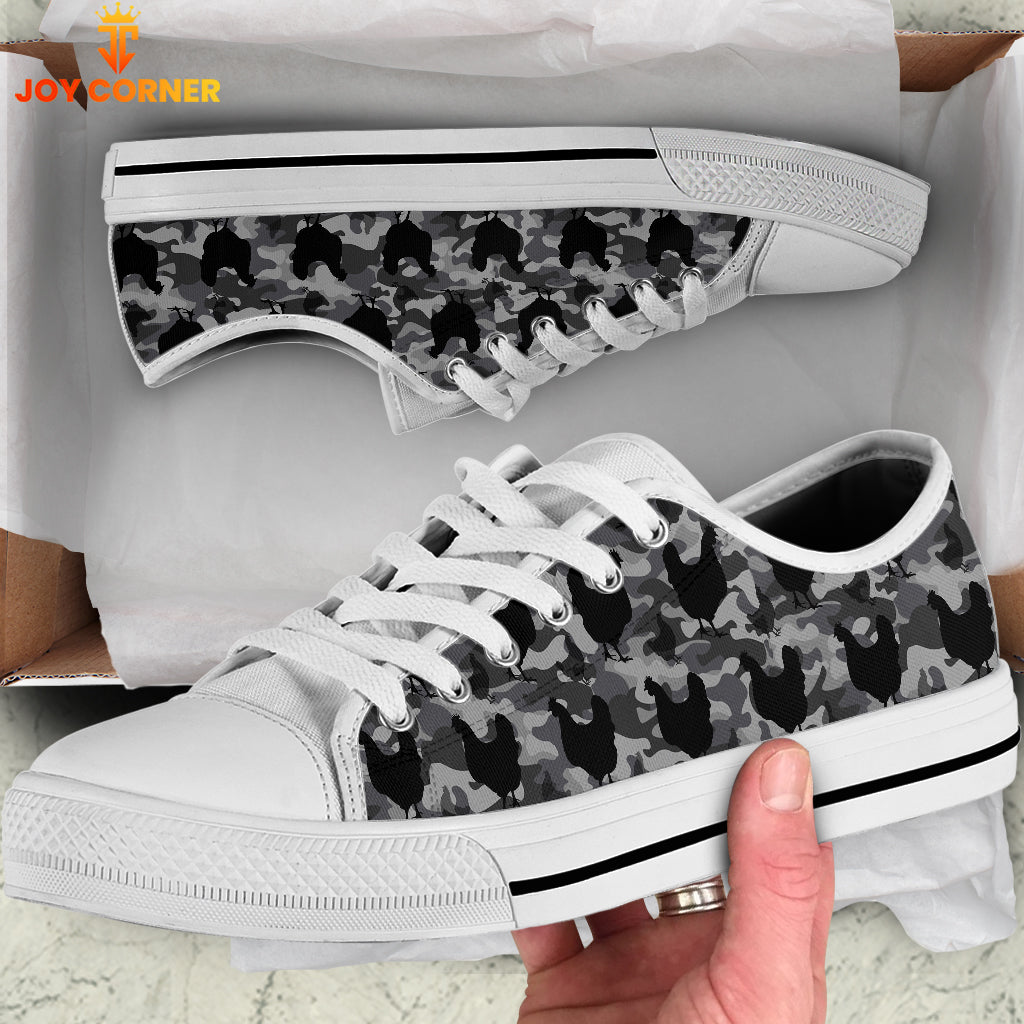 Chicken Black Camo Pattern Low Top Shoes