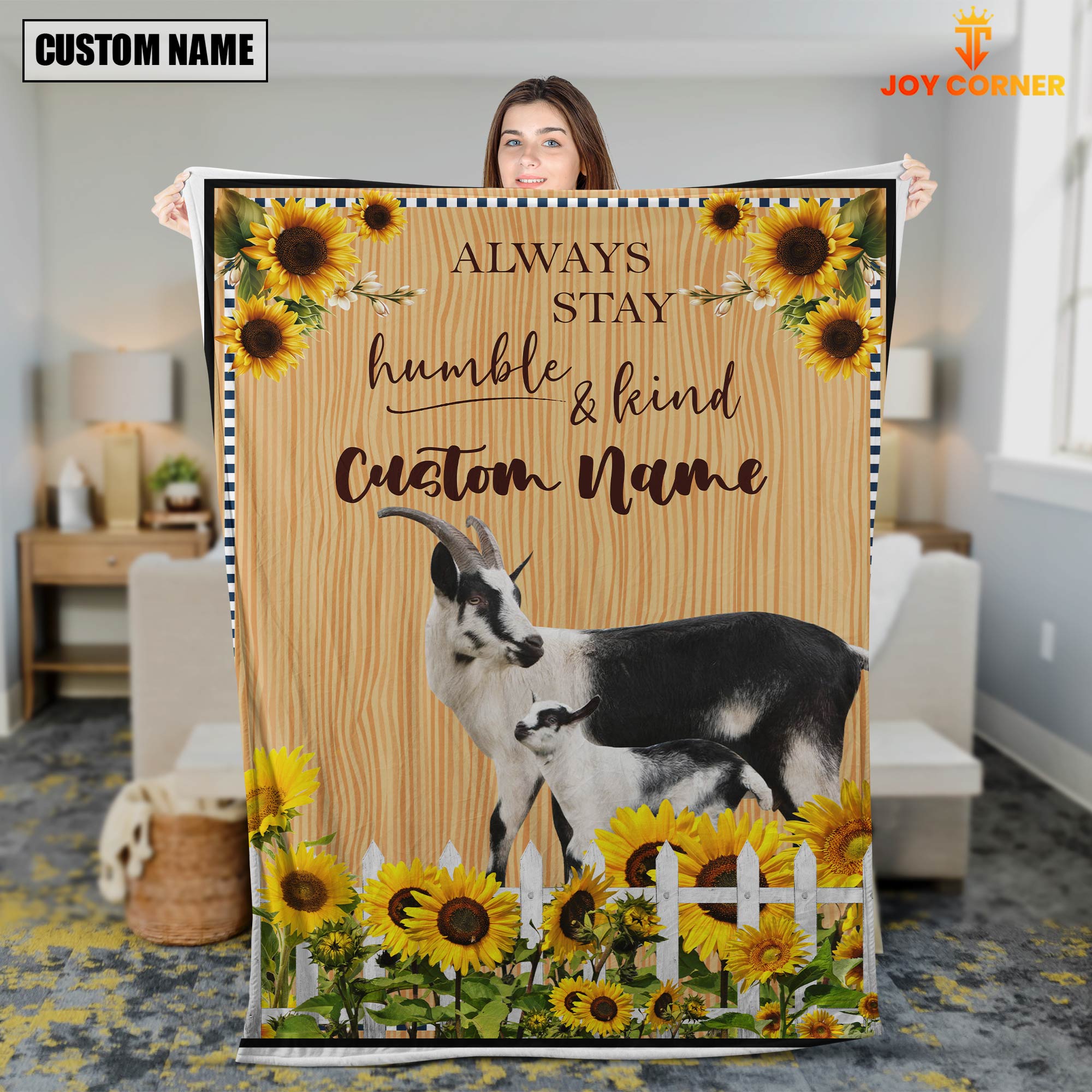 Goat Custom Name - Always Stay Humble and Kind Blanket
