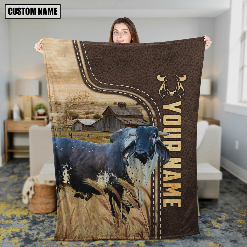 Personalized Name Sardo Negro Leather Pattern Blanket