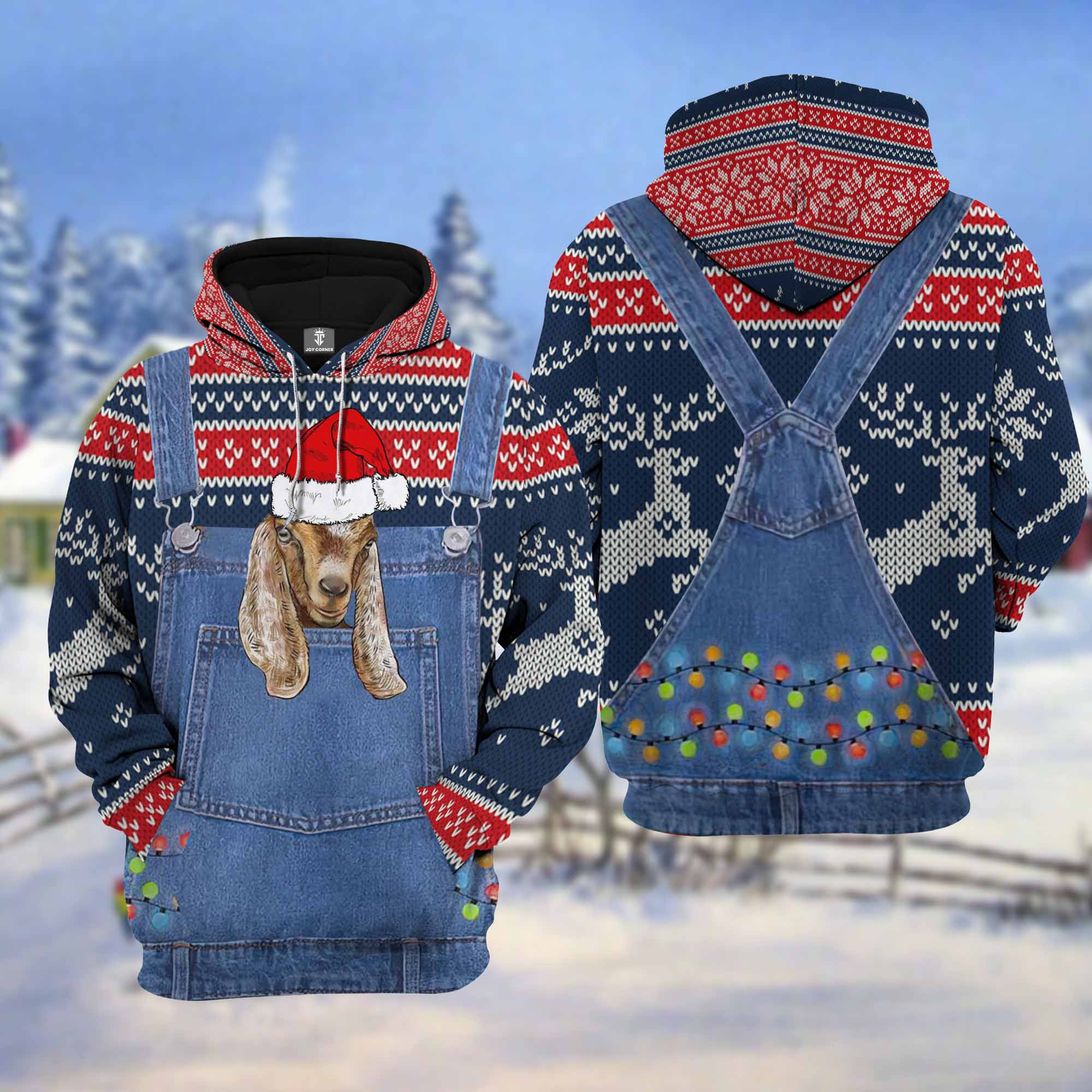 Nubian Goat Cattle Christmas Knitting Hoddie Pattern 3D