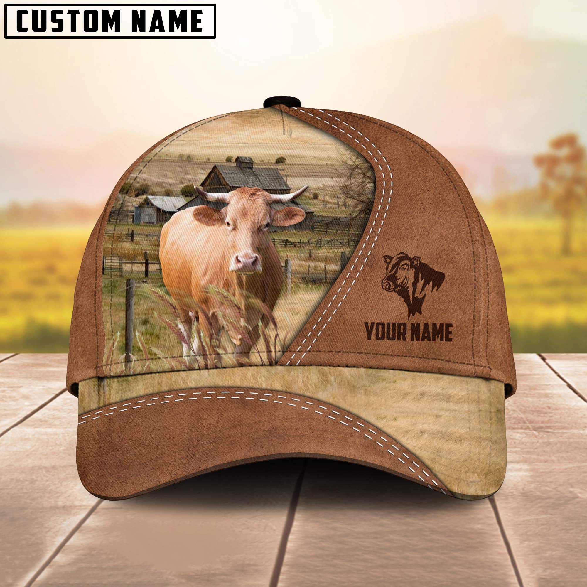 Gelbvieh Customized Name Brown Cap