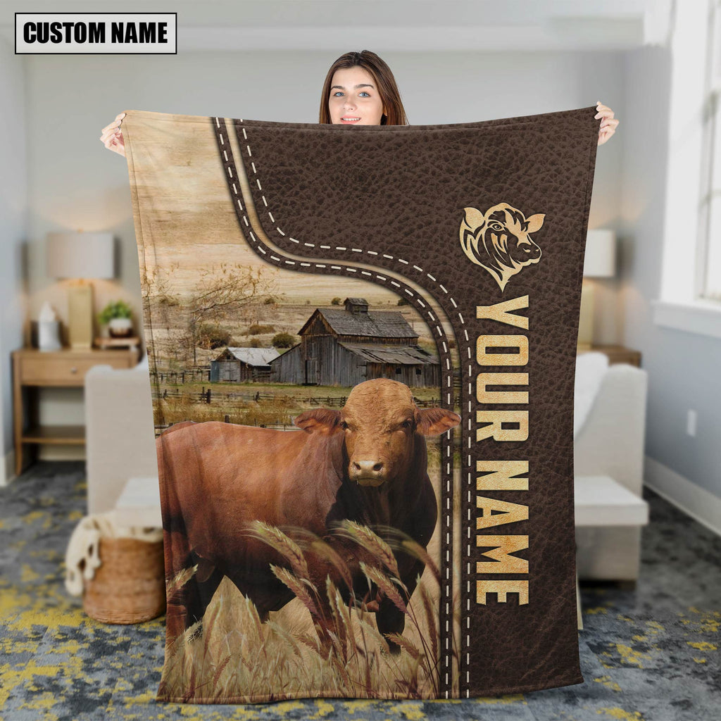 Personalized Name Droughtmaster Leather Pattern Blanket