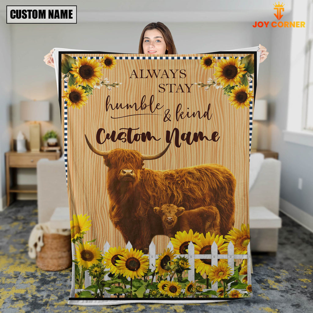 Highland Custom Name - Always Stay Humble and Kind Blanket