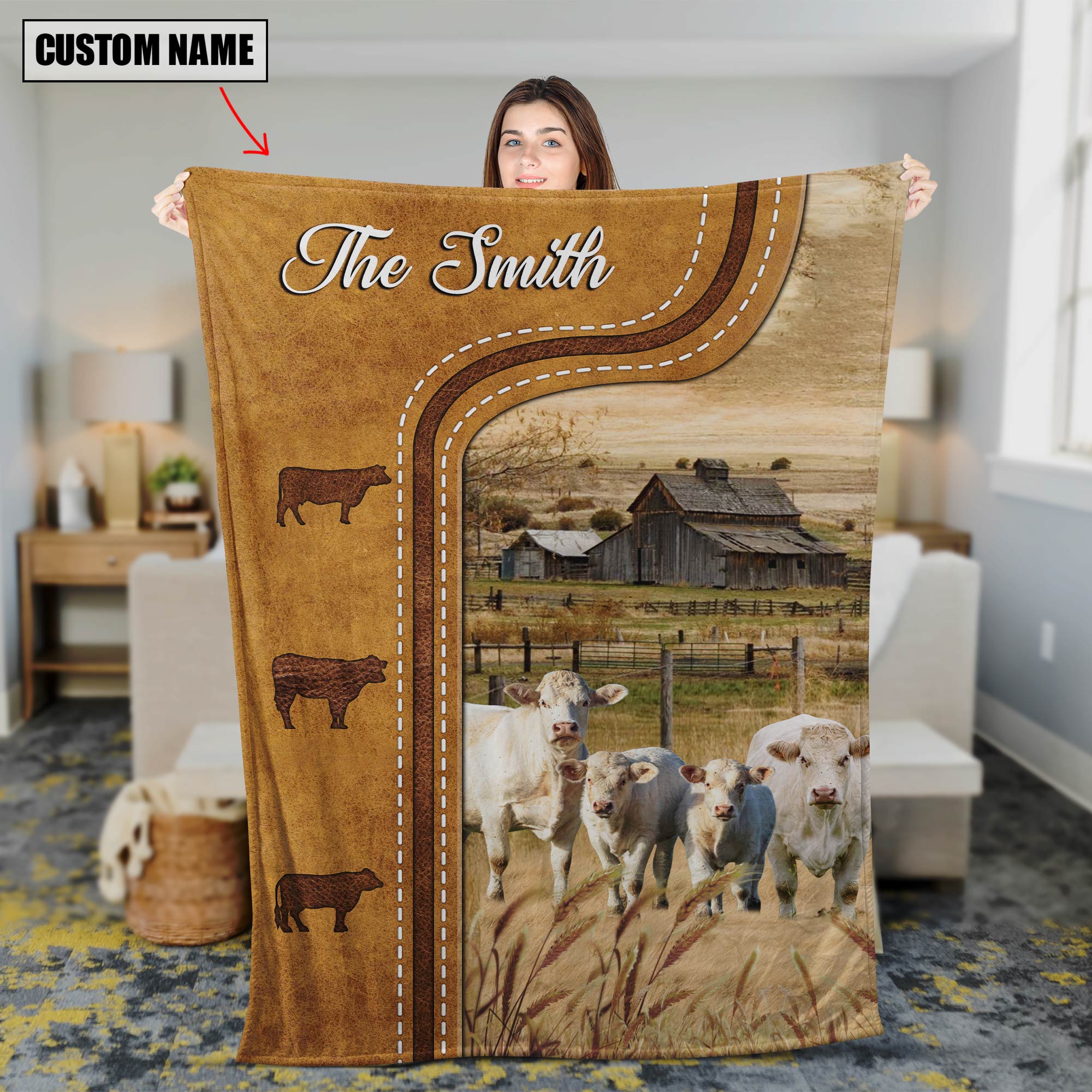 Charolais No Horn Custom Name Blanket Collection