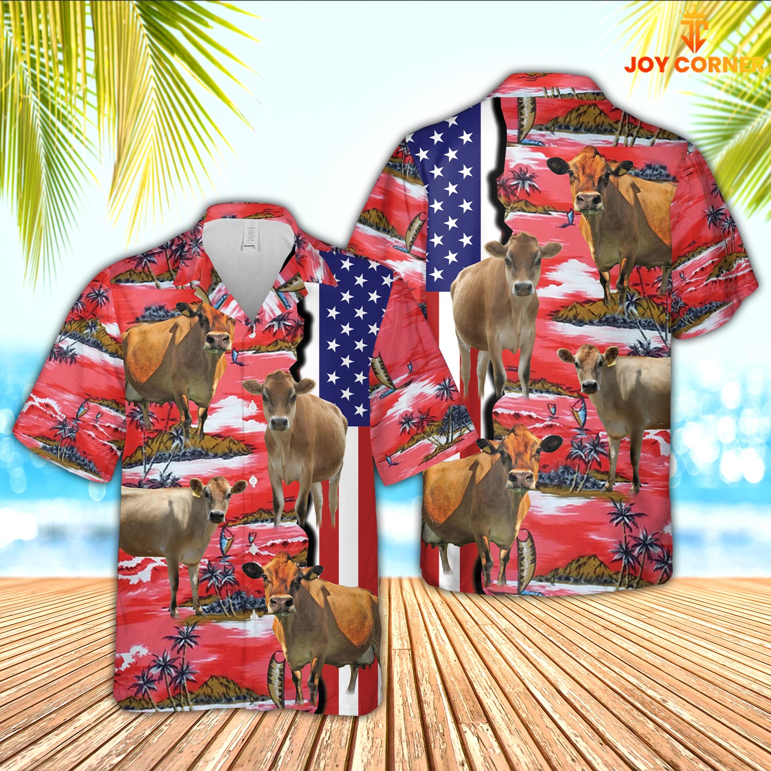 Unique Jersey American Flag Farming 3D Hawaiian Shirt