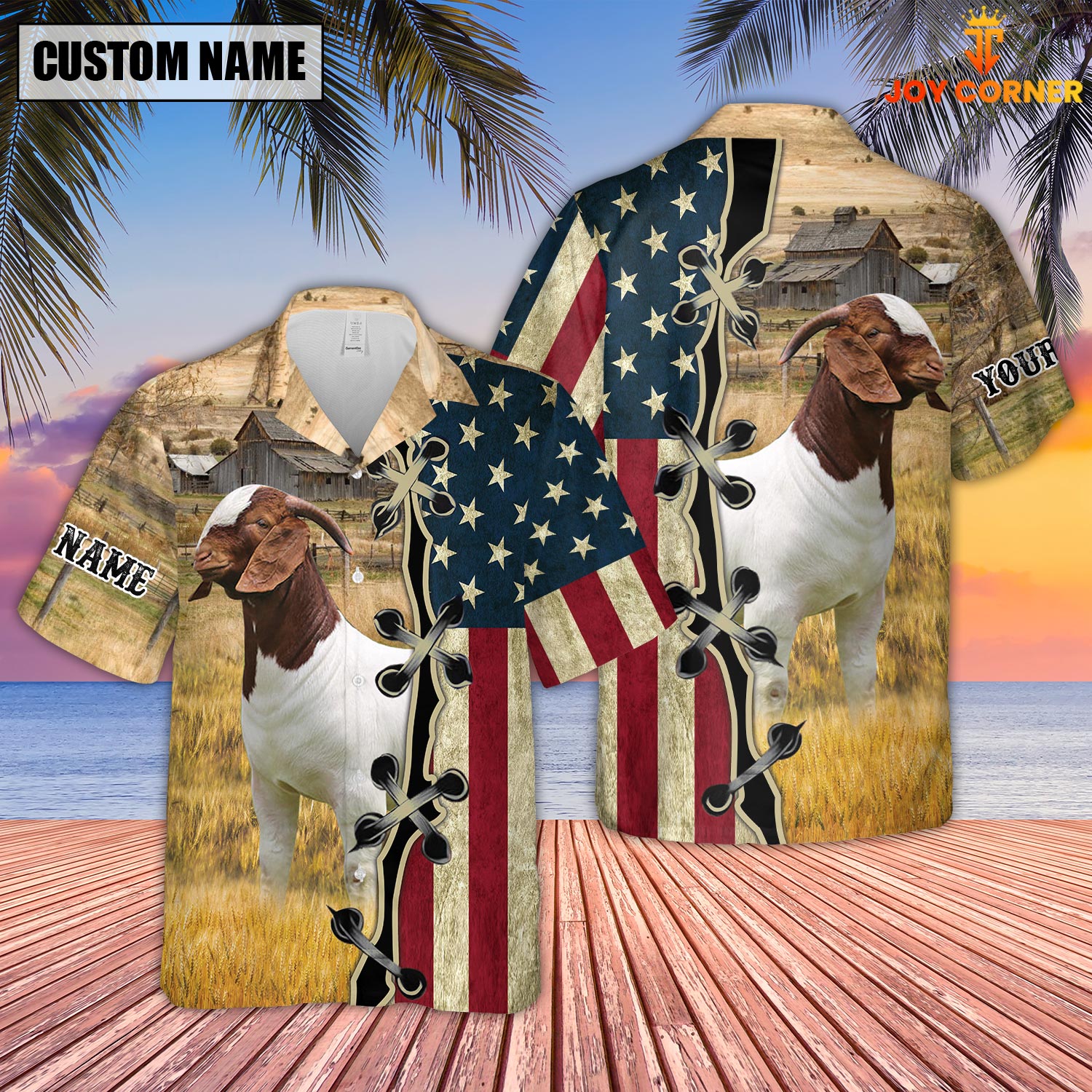 Boer On Farms Custom Name American Flag 3D Shirt